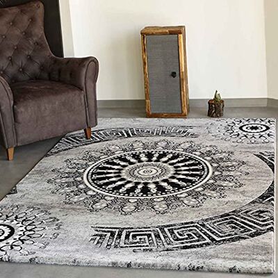VIMODA Teppich kurzflor Klassisch Orient Design Vintage Mandala Dunkelbraun Grau Anthrazit, für Wohnzimmer, Schlafzimmer, Maße:200 x 290 cm VIMODA Teppich kurzflor Klassisch Orient Design Vintage Mandala Dunkelbraun Grau Anthrazit, für Wohnzimmer, Schlafzimmer, Maße:200 x 290 cm