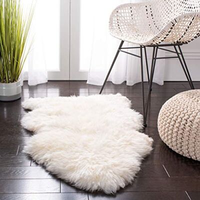 Safavieh Tierdruck Teppich für Wohnzimmer, Esszimmer, Schlafzimmer Fur Collection, Hoher Flor, Weiss, 61 X 91 cm Safavieh Tierdruck Teppich für Wohnzimmer, Esszimmer, Schlafzimmer Fur Collection, Hoher Flor, Weiss, 61 X 91 cm