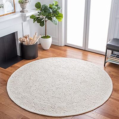 Safavieh Zeitgenössische Teppich für Wohnzimmer, Esszimmer, Schlafzimmer Textural Collection, Kurzer Flor, Elfenbein, 244 x 305 cm Safavieh Zeitgenössische Teppich für Wohnzimmer, Esszimmer, Schlafzimmer Textural Collection, Kurzer Flor, Elfenbein, 244 x 305 cm