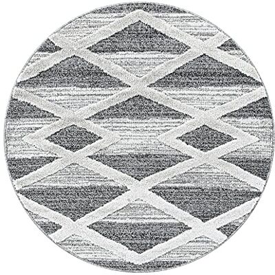Carpetsale24 Teppich Rund 160 cm Creme Grau 3D Hoch-Tief Effekt Hochflor Skandi Stil Rauten Design Modern Weich Pflegeleicht großer runder Teppich für Wohnzimmer Esszimmer Schlafzimmer Carpetsale24 Teppich Rund 160 cm Creme Grau 3D Hoch-Tief Effekt Hochflor Skandi Stil Rauten Design Modern Weich Pflegeleicht großer runder Teppich für Wohnzimmer Esszimmer Schlafzimmer