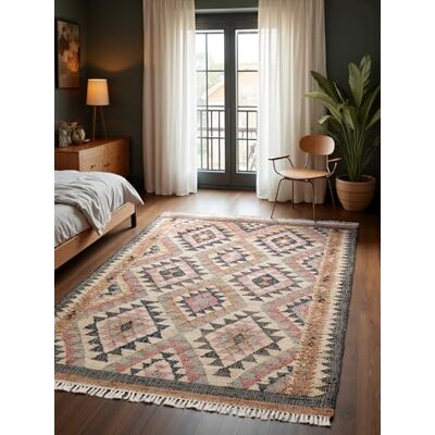 ELLE Decoration Afghan Kelim Parsa Bunter Traditionr Wohnzimmerteppich, Handgewebt, Jute & Baumwolle mit Fransen für Wohnzimmer, Schlafzimmer Creme Multifarben, 200x300 cm ELLE Decoration Afghan Kelim Parsa Bunter Traditionr Wohnzimmerteppich, Handgewebt, Jute & Baumwolle mit Fransen für Wohnzimmer, Schlafzimmer Creme Multifarben, 200x300 cm
