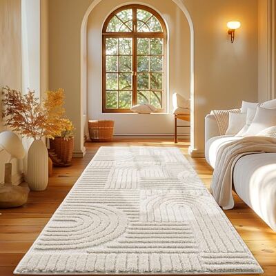 Carpetsale24 Teppich Läufer 80x250 cm Creme, Hochflor Wohnzimmer Teppich, Weich & Flauschig, Skandinavisch Boho Stil, Langflor Shaggy, Pflegeleicht, Jute Rückseite Carpetsale24 Teppich Läufer 80x250 cm Creme, Hochflor Wohnzimmer Teppich, Weich & Flauschig, Skandinavisch Boho Stil, Langflor Shaggy, Pflegeleicht, Jute Rückseite