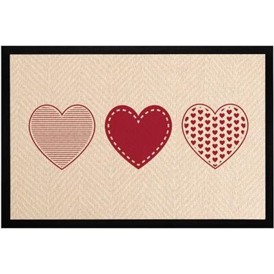MoonWorks ® Fußmatte Willkommen Motiv Herzen Türmatte Deko Haustür Eingang rutschfest & waschbar Beige-rot 60x40cm MoonWorks ® Fußmatte Willkommen Motiv Herzen Türmatte Deko Haustür Eingang rutschfest & waschbar Beige-rot 60x40cm