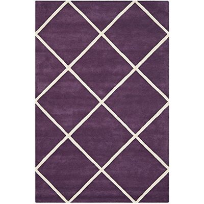 Safavieh Zeitgenössische Teppich für Wohnzimmer, Esszimmer, Schlafzimmer Chatham Collection, Kurzer Flor, Lila und Elfenbein, 122 X 183 cm Safavieh Zeitgenössische Teppich für Wohnzimmer, Esszimmer, Schlafzimmer Chatham Collection, Kurzer Flor, Lila und Elfenbein, 122 X 183 cm