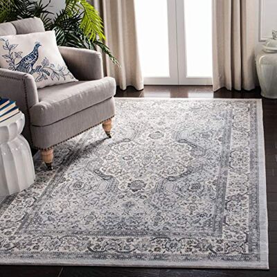Safavieh Traditionell Teppich für Wohnzimmer, Esszimmer, Schlafzimmer Isabella Collection, Kurzer Flor, Silber und Elfenbein, 160 X 229 cm Safavieh Traditionell Teppich für Wohnzimmer, Esszimmer, Schlafzimmer Isabella Collection, Kurzer Flor, Silber und Elfenbein, 160 X 229 cm