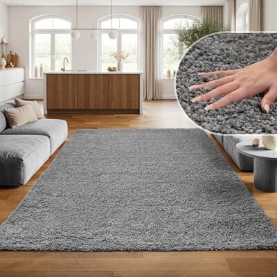 SIMPEX Shaggy Hochflor Teppich, 300x400 cm, Hellgrau, weich, flauschig, modern, einfarbig, Für sehr große Räume, für Wohnzimmer Schlafzimmer Flur SIMPEX Shaggy Hochflor Teppich, 300x400 cm, Hellgrau, weich, flauschig, modern, einfarbig, Für sehr große Räume, für Wohnzimmer Schlafzimmer Flur