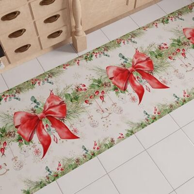 PETTI Artigiani Italiani Weihnachts-Küchenläufer, rutschfest und waschbar, Weihnachtsteppich 52x180 cm, Girlande, Made in Italy PETTI Artigiani Italiani Weihnachts-Küchenläufer, rutschfest und waschbar, Weihnachtsteppich 52x180 cm, Girlande, Made in Italy