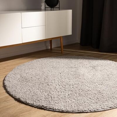benuta Basic Hochflorteppich Teppich Wohnzimmer Sohari Hellgrau 200 cm Rund Minimalistischer Look Weich & Waschbar Für Schlafzimmer, Flur oder Esszimmer Geeignet für Fußbodenheizung benuta Basic Hochflorteppich Teppich Wohnzimmer Sohari Hellgrau 200 cm Rund Minimalistischer Look Weich & Waschbar Für Schlafzimmer, Flur oder Esszimmer Geeignet für Fußbodenheizung