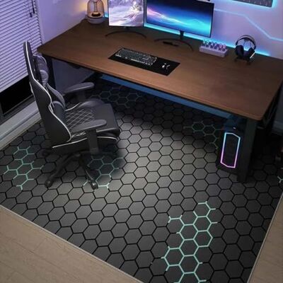 ART Gamer Teppich 120 x 160 cm Schwarz Bürostuhl Unterlage Gaming Teppich Mit Neonfarbenem Wabenmuster Schlafzimmer rutschfeste Bodenmatte Für Jugendzimmer E-Sport Zimmer Sofa Carpet ART Gamer Teppich 120 x 160 cm Schwarz Bürostuhl Unterlage Gaming Teppich Mit Neonfarbenem Wabenmuster Schlafzimmer rutschfeste Bodenmatte Für Jugendzimmer E-Sport Zimmer Sofa Carpet
