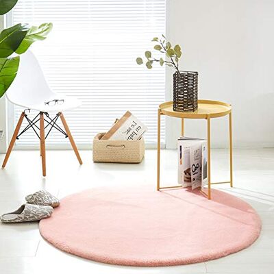 Teppich Wölkchen Kunst-Fell-Teppich Kurzflor Flauschiger Wohnzimmer-Teppich, als Schlafzimmer Deko oder Kinderzimmer rutschfest und waschbar in Waschmaschine Rosa Rund 120cm Teppich Wölkchen Kunst-Fell-Teppich Kurzflor Flauschiger Wohnzimmer-Teppich, als Schlafzimmer Deko oder Kinderzimmer rutschfest und waschbar in Waschmaschine Rosa Rund 120cm