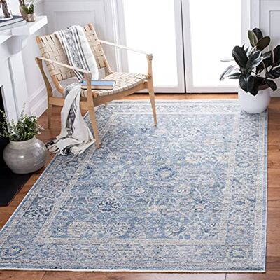 Safavieh Traditionell Teppich für Wohnzimmer, Esszimmer, Schlafzimmer Dream Collection, Kurzer Flor, Grau und Türkis, 152 X 244 cm Safavieh Traditionell Teppich für Wohnzimmer, Esszimmer, Schlafzimmer Dream Collection, Kurzer Flor, Grau und Türkis, 152 X 244 cm