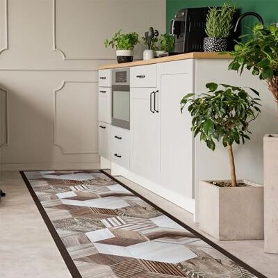 CREARREDA Wood Tropical Hexagons Kitchen Rug, 240 x 50 cm, Non-Slip and Washable Vinyl, Kitchen Runner in Vinyl, Washable, 100% Made in Italy, Deluxe Line CREARREDA Wood Tropical Hexagons Kitchen Rug, 240 x 50 cm, Non-Slip and Washable Vinyl, Kitchen Runner in Vinyl, Washable, 100% Made in Italy, Deluxe Line