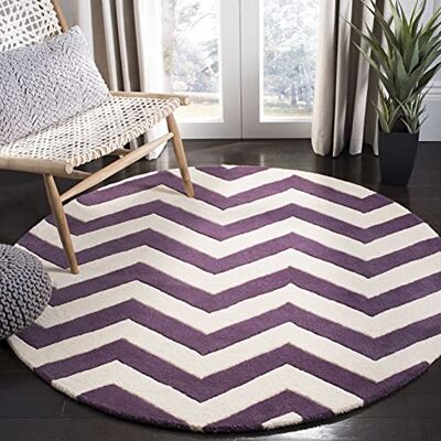 Safavieh Zeitgenössische Teppich für Wohnzimmer, Esszimmer, Schlafzimmer Chatham Collection, Kurzer Flor, Lila und Elfenbein, 213 X 213 cm Safavieh Zeitgenössische Teppich für Wohnzimmer, Esszimmer, Schlafzimmer Chatham Collection, Kurzer Flor, Lila und Elfenbein, 213 X 213 cm