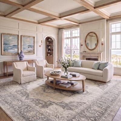 SAFAVIEH Traditionell Teppich für Wohnzimmer, Esszimmer, Schlafzimmer Brentwood Collection, Kurzer Flor, Creme und Grau, 274 X 366 cm SAFAVIEH Traditionell Teppich für Wohnzimmer, Esszimmer, Schlafzimmer Brentwood Collection, Kurzer Flor, Creme und Grau, 274 X 366 cm