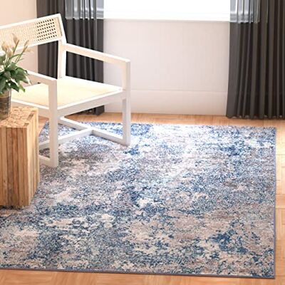 Safavieh Zeitgenössische Teppich für Wohnzimmer, Esszimmer, Schlafzimmer Aston Collection, Kurzer Flor, Hellgrau und Grau, 91 X 152 cm Safavieh Zeitgenössische Teppich für Wohnzimmer, Esszimmer, Schlafzimmer Aston Collection, Kurzer Flor, Hellgrau und Grau, 91 X 152 cm