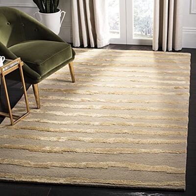 Safavieh Zeitgenössische Teppich für Wohnzimmer, Esszimmer, Schlafzimmer Soho Collection, Kurzer Flor, Beige und Gold, 152 X 244 cm Safavieh Zeitgenössische Teppich für Wohnzimmer, Esszimmer, Schlafzimmer Soho Collection, Kurzer Flor, Beige und Gold, 152 X 244 cm