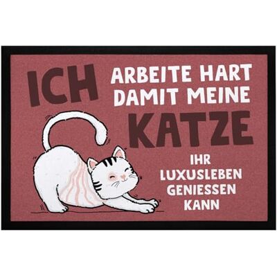MoonWorks ® Fußmatte mit Spruch Ich arbeite hart, damit Meine Katze Ihr Luxusleben geniessen kann rutschfest & waschbar Schwarz 60x40cm MoonWorks ® Fußmatte mit Spruch Ich arbeite hart, damit Meine Katze Ihr Luxusleben geniessen kann rutschfest & waschbar Schwarz 60x40cm