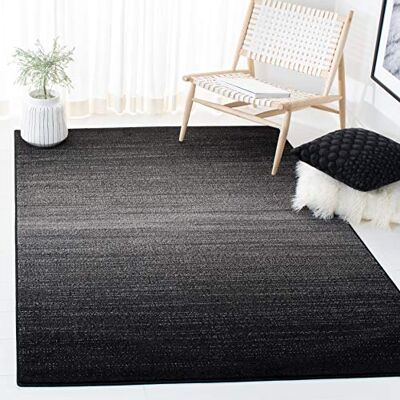 Safavieh Modern Teppich für Wohnzimmer, Esszimmer, Schlafzimmer Adirondack Collection, Kurzer Flor, Schwarz und Silber, 155 X 229 cm Safavieh Modern Teppich für Wohnzimmer, Esszimmer, Schlafzimmer Adirondack Collection, Kurzer Flor, Schwarz und Silber, 155 X 229 cm