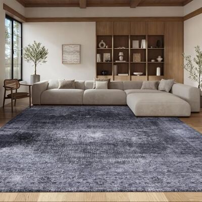 Safavieh Traditionell Teppich für Rug Ideal für stark frequentierte Bereiche Maschinenwaschbar und rutschfest Tucson Collection, Kurzer Flor, in Schwarz Und Silber, 183 X 274 cm Safavieh Traditionell Teppich für Rug Ideal für stark frequentierte Bereiche Maschinenwaschbar und rutschfest Tucson Collection, Kurzer Flor, in Schwarz Und Silber, 183 X 274 cm