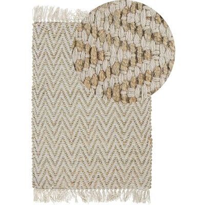Beliani Beigener Jute und Baumwolle Läufer - Flur Schlafzimmer Boho Stil Beliani Beigener Jute und Baumwolle Läufer - Flur Schlafzimmer Boho Stil