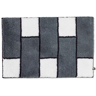 Rhomtuft Badteppich Stone eckig 50 x 65 cm Farbe: Zink/weiß/schwarz Rhomtuft Badteppich Stone eckig 50 x 65 cm Farbe: Zink/weiß/schwarz
