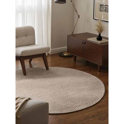 ELLE Decoration Lyon Wollteppich Beans Rund, Natürlich & Handgemacht, Wohnzimmerteppich Wolle im Skandi Loop Design, Einfarbiger Naturteppich mit Perlenstruktur Natur Beige, Ø 160 cm ELLE Decoration Lyon Wollteppich Beans Rund, Natürlich & Handgemacht, Wohnzimmerteppich Wolle im Skandi Loop Design, Einfarbiger Naturteppich mit Perlenstruktur Natur Beige, Ø 160 cm