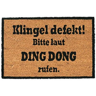 Relaxdays Kokosmatte DING DONG, Fußmatte aus Kokosfasern, rutschfeste Türmatte, Schmutzfangmatte, 40x60cm, natur/schwarz Relaxdays Kokosmatte DING DONG, Fußmatte aus Kokosfasern, rutschfeste Türmatte, Schmutzfangmatte, 40x60cm, natur/schwarz