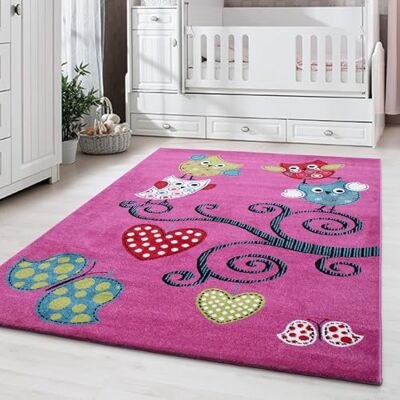 Carpetsale24 Kinderteppich Eule Violett 120x170 cm – Rechteckiger Teppich fürs Kinderzimmer – Weich & Allergikerfreundlich – Ideal als Spielteppich für Mädchen Carpetsale24 Kinderteppich Eule Violett 120x170 cm – Rechteckiger Teppich fürs Kinderzimmer – Weich & Allergikerfreundlich – Ideal als Spielteppich für Mädchen
