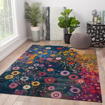 ART Bunte romantische Blumen Muster Bereich Teppich Vintage Bauernhaus Teppich waschbar für Wohnzimmer Schlafzimmer Home Office niedriger Flor 60x90cm ART Bunte romantische Blumen Muster Bereich Teppich Vintage Bauernhaus Teppich waschbar für Wohnzimmer Schlafzimmer Home Office niedriger Flor 60x90cm