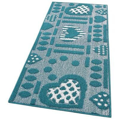Emmevi Teppich für Küche, rutschfest, mit 3D-Herzen, waschbar, modern, verschiedene Größen, Modell: Clelia, Design A 50 x 75 cm, Blau Emmevi Teppich für Küche, rutschfest, mit 3D-Herzen, waschbar, modern, verschiedene Größen, Modell: Clelia, Design A 50 x 75 cm, Blau