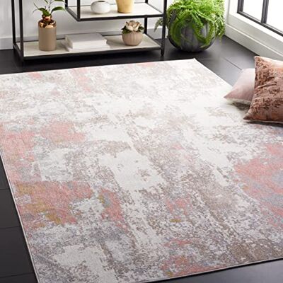 Safavieh Traditionell Teppich für Rug Ideal für stark frequentierte Bereiche Maschinenwaschbar Arizona Collection, Kurzer Flor, in Fuchsia und Grau, 201 X 201 cm Safavieh Traditionell Teppich für Rug Ideal für stark frequentierte Bereiche Maschinenwaschbar Arizona Collection, Kurzer Flor, in Fuchsia und Grau, 201 X 201 cm