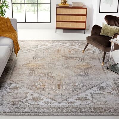 Safavieh Traditionell Teppich für Rug Ideal für stark frequentierte Bereiche Maschinenwaschbar und rutschfest Tucson Collection, Kurzer Flor, in Beige und Grau, 274 X 366 cm Safavieh Traditionell Teppich für Rug Ideal für stark frequentierte Bereiche Maschinenwaschbar und rutschfest Tucson Collection, Kurzer Flor, in Beige und Grau, 274 X 366 cm
