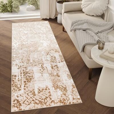 TAPISO Crystal Läufer Teppich Glänzend Beige Creme Braun Abstrakt Muster Flecken Wohnzimmer Schlafzimmer Flur Korridor Modern Design ÖKO-TEX 70 x 260 cm TAPISO Crystal Läufer Teppich Glänzend Beige Creme Braun Abstrakt Muster Flecken Wohnzimmer Schlafzimmer Flur Korridor Modern Design ÖKO-TEX 70 x 260 cm