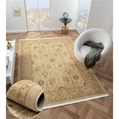 MY-RUG Teppich Ben Vintage Orientteppich Cream, 140 x 200 cm Großer Kurzflor Wohnzimmerteppich im Boho Medaillon Design, weicher Schlafzimmerteppich, Ziegler-Muster, Jute-Rücken MY-RUG Teppich Ben Vintage Orientteppich Cream, 140 x 200 cm Großer Kurzflor Wohnzimmerteppich im Boho Medaillon Design, weicher Schlafzimmerteppich, Ziegler-Muster, Jute-Rücken