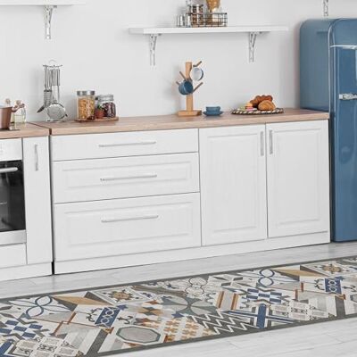 CREARREDA Cement Tiles Kitchen Rug, 180 x 50 cm, Non-Slip and Washable Vinyl, Kitchen Runner, 100% Washable, 100% Made in Italy Deluxe Line CREARREDA Cement Tiles Kitchen Rug, 180 x 50 cm, Non-Slip and Washable Vinyl, Kitchen Runner, 100% Washable, 100% Made in Italy Deluxe Line