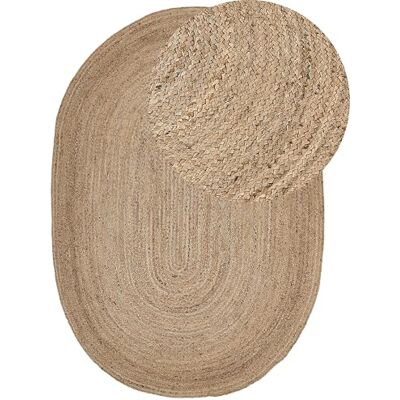 Beliani Teppich Jute beige 160x230 cm oval handgewebt Naturfaser Boho Kurzflor Demirci Beliani Teppich Jute beige 160x230 cm oval handgewebt Naturfaser Boho Kurzflor Demirci