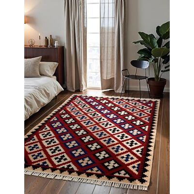 Hanse Home Afghan Kelim Teppich Rami Bunter Traditioneller Teppich Handgewebt, Wolle & Baumwolle Afghanischer Stil Oriental mit Fransen für Wohnzimmer, Schlafzimmer Creme Multifarben, 200x290 cm Hanse Home Afghan Kelim Teppich Rami Bunter Traditioneller Teppich Handgewebt, Wolle & Baumwolle Afghanischer Stil Oriental mit Fransen für Wohnzimmer, Schlafzimmer Creme Multifarben, 200x290 cm