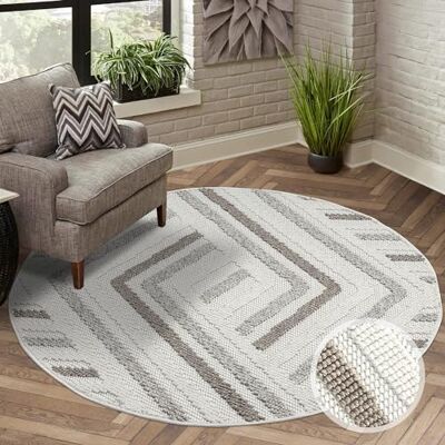Teppich LINDO 7590 - Rund, 200cm, 11mm, Polyester, Boho-Stil - Teppich Teppich LINDO 7590 - Rund, 200cm, 11mm, Polyester, Boho-Stil - Teppich