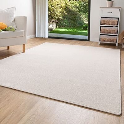 Steffensmeier Kurzflor Teppich Ibiza Wohnzimmerteppich Stilvoll Pflegeleicht Jugendteppich Creme, Größe: 200x200 cm Steffensmeier Kurzflor Teppich Ibiza Wohnzimmerteppich Stilvoll Pflegeleicht Jugendteppich Creme, Größe: 200x200 cm
