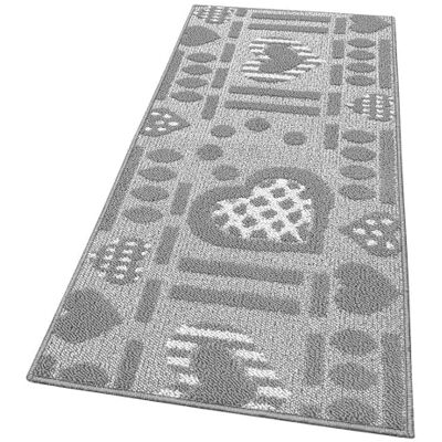 Emmevi Teppich für Küche, rutschfest, mit 3D-Herzen, waschbar, modern, verschiedene Größen, Modell Clelia, 57 x 230 cm, Grau Emmevi Teppich für Küche, rutschfest, mit 3D-Herzen, waschbar, modern, verschiedene Größen, Modell Clelia, 57 x 230 cm, Grau