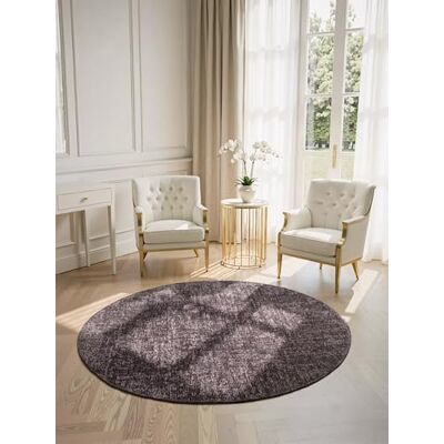 ELLE Decoration Brilliance Kurzflor Teppich Prisma, Wohnzimmerteppich mit Raster Design, Kachel, Quadrat Muster, Glänzender, Moderner Teppich für Wohnzimmer, Schlafzimmer Braun, Ø 160 cm ELLE Decoration Brilliance Kurzflor Teppich Prisma, Wohnzimmerteppich mit Raster Design, Kachel, Quadrat Muster, Glänzender, Moderner Teppich für Wohnzimmer, Schlafzimmer Braun, Ø 160 cm