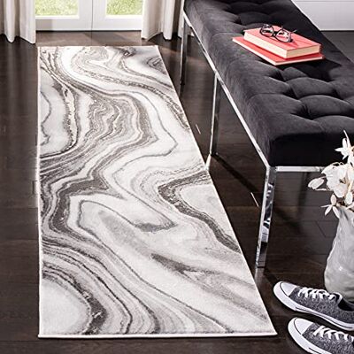 Safavieh Zeitgenössische Teppich für Wohnzimmer, Esszimmer, Schlafzimmer Craft Collection, Kurzer Flor, Grau und Silber, 69 X 244 cm Safavieh Zeitgenössische Teppich für Wohnzimmer, Esszimmer, Schlafzimmer Craft Collection, Kurzer Flor, Grau und Silber, 69 X 244 cm