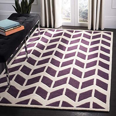 Safavieh Zeitgenössische Teppich für Wohnzimmer, Esszimmer, Schlafzimmer Chatham Collection, Kurzer Flor, Lila und Elfenbein, 91 X 152 cm Safavieh Zeitgenössische Teppich für Wohnzimmer, Esszimmer, Schlafzimmer Chatham Collection, Kurzer Flor, Lila und Elfenbein, 91 X 152 cm