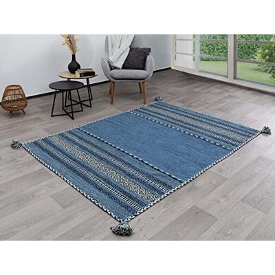 Steffensmeier Handwebteppich Muriani Baumwolle Wohnzimmer Blau, handgewebt, Größe: 170x230 cm Steffensmeier Handwebteppich Muriani Baumwolle Wohnzimmer Blau, handgewebt, Größe: 170x230 cm
