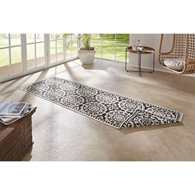Hanse Home NORTHRUGS In- und Outdoor Teppich Jardin 80x350cm Wendeteppich Wetterfest Orientalisches Vintage Design Läufer für Balkon Terrasse Garten Wintergarten Wohnzimmerteppich Wasserfest in Schwarz Creme Hanse Home NORTHRUGS In- und Outdoor Teppich Jardin 80x350cm Wendeteppich Wetterfest Orientalisches Vintage Design Läufer für Balkon Terrasse Garten Wintergarten Wohnzimmerteppich Wasserfest in Schwarz Creme