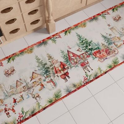 PETTI Artigiani Italiani Weihnachts-Küchenläufer, rutschfest und waschbar, Weihnachtsteppich 52x180 cm, Xmas Santas Land, Made in Italy PETTI Artigiani Italiani Weihnachts-Küchenläufer, rutschfest und waschbar, Weihnachtsteppich 52x180 cm, Xmas Santas Land, Made in Italy
