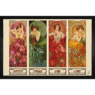 1art1 Alphonse Mucha Die Vier Edelsteine, 1900 Fußmatte Dekomatte Innenbereich Design Türmatte 60x40 cm 1art1 Alphonse Mucha Die Vier Edelsteine, 1900 Fußmatte Dekomatte Innenbereich Design Türmatte 60x40 cm