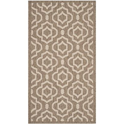 Safavieh Geometrisch Teppich für Wohnzimmer, Esszimmer, Schlafzimmer Wasserdicht Courtyard Collection, Kurzer Flor, Braun und Knochen, 79 X 152 cm Safavieh Geometrisch Teppich für Wohnzimmer, Esszimmer, Schlafzimmer Wasserdicht Courtyard Collection, Kurzer Flor, Braun und Knochen, 79 X 152 cm