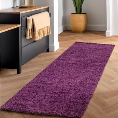 SIMPEX Shaggy Hochflor Teppich, 80x250 cm, Lila, weich, flauschig, modern, einfarbig, Für schmale Räume oder Küche, für Wohnzimmer Schlafzimmer Flur SIMPEX Shaggy Hochflor Teppich, 80x250 cm, Lila, weich, flauschig, modern, einfarbig, Für schmale Räume oder Küche, für Wohnzimmer Schlafzimmer Flur