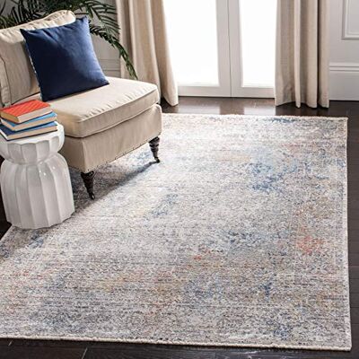 Safavieh Zeitgenössische Teppich für Wohnzimmer, Esszimmer, Schlafzimmer Dream Collection, Kurzer Flor, Grau und Blau, 152 X 244 cm Safavieh Zeitgenössische Teppich für Wohnzimmer, Esszimmer, Schlafzimmer Dream Collection, Kurzer Flor, Grau und Blau, 152 X 244 cm